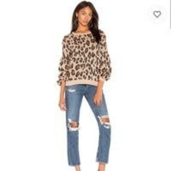 Amuse Society Sweater Women Small Cheetah Print Balloon Sleeve Go Wild Revolve - Picture 10 of 10